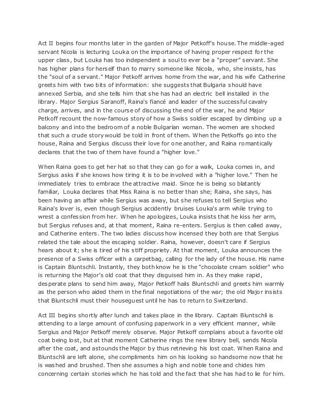 Summary of arms and the man