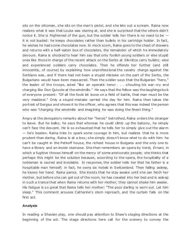 Summary of arms and the man