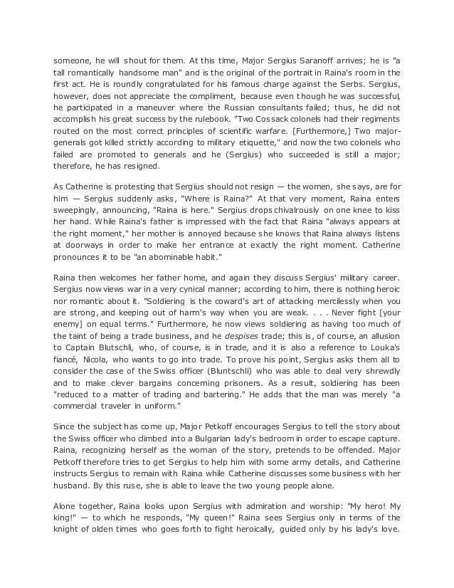 Summary of arms and the man