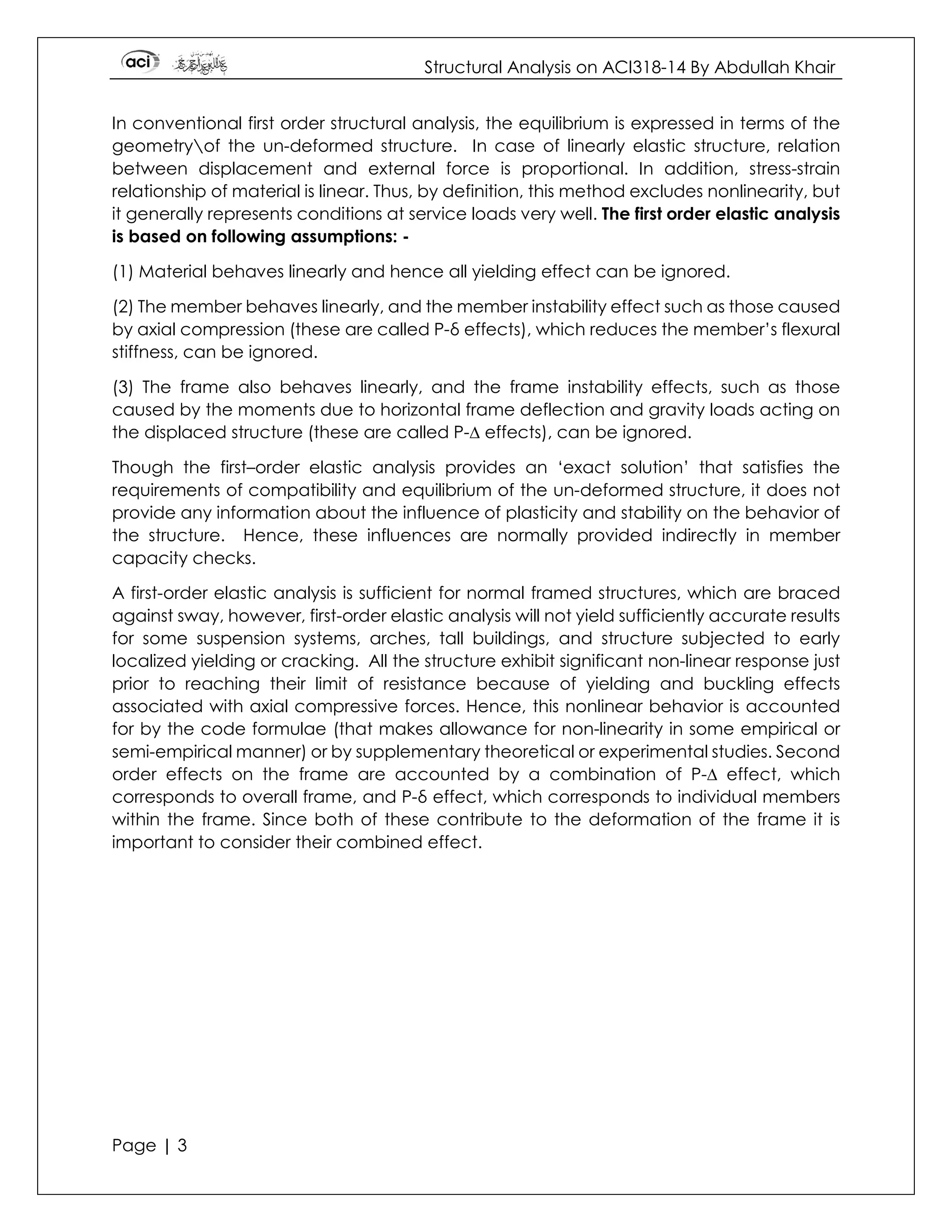 Summary of CHAPTER 6 (ACI318-14M) Structural Analysis | PDF