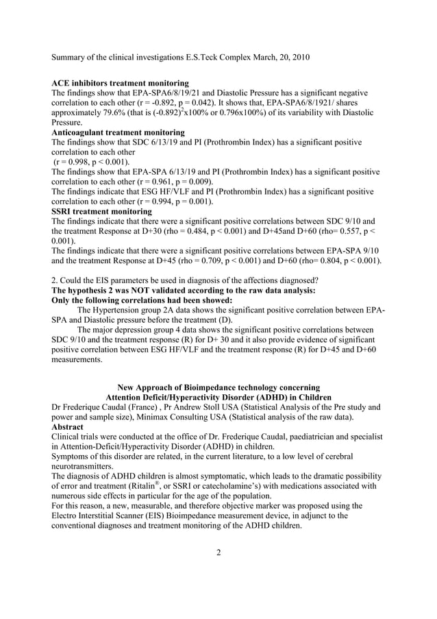 Summary of clinical investigations es teck complex system | PDF
