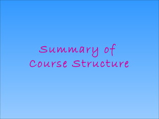 Summary of  Course Structure  