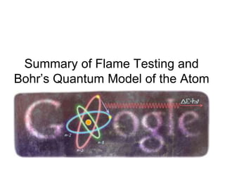 Summary of Flame Testing and
Bohr’s Quantum Model of the Atom
 