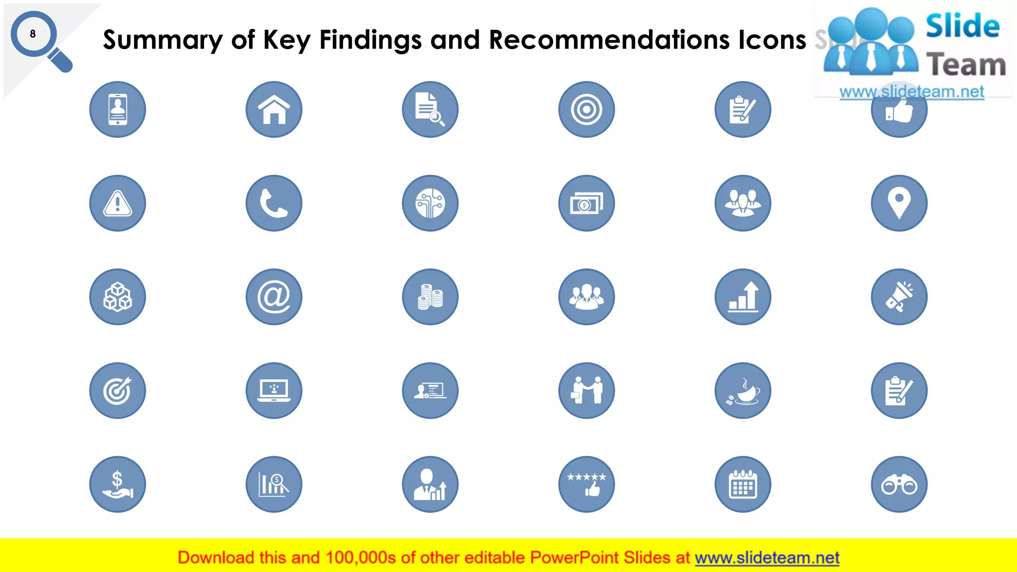Summary of Key Findings and Recommendations Icons Slide8
 