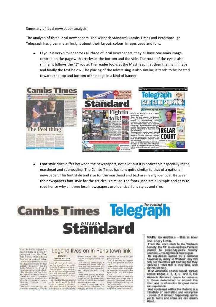 Summary of local newspaper analysis