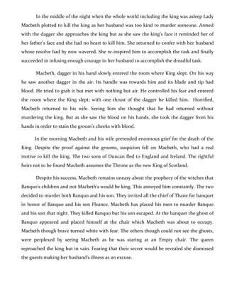 Character Analysis Of Macbeth. by Andie Heikkila