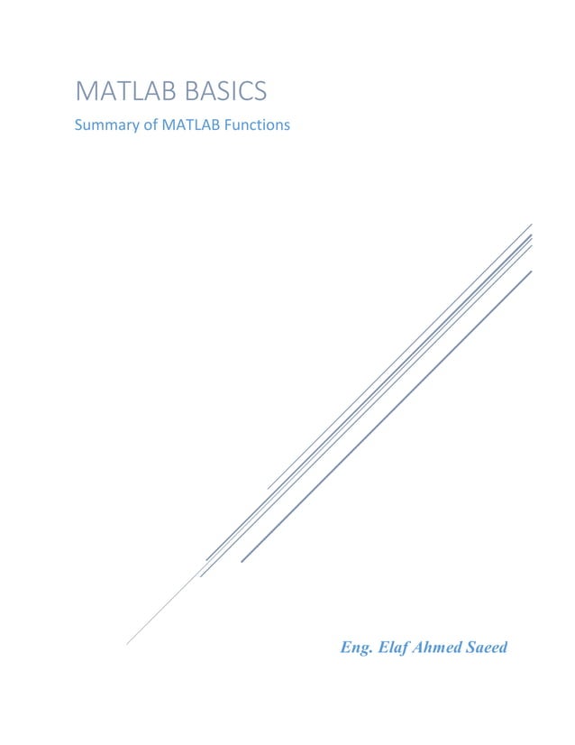 Summary of MATLAB Functions-Part1 | PDF