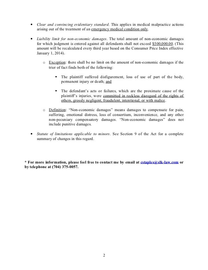 Summary Of New Med Mal Laws Summary Of New Med Mal Laws