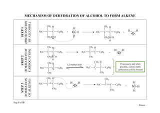 Page 5 of 35
- Rimau -
MECHANISM OF DEHYDRATION OF ALCOHOL TO FORM ALKENE
STEP
1
(PROTONATION
OF
ALCOHOL)
STEP
2
(FORMATIO...