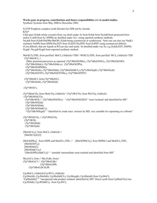 Wcl6 Form.pdf Summary Of Post Doc Synthetic Procedures 2003 | PDF