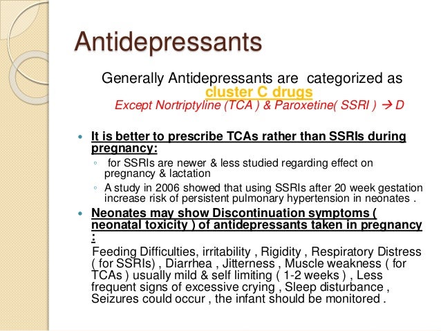 Paroxetine in pregnancy and breastfeeding