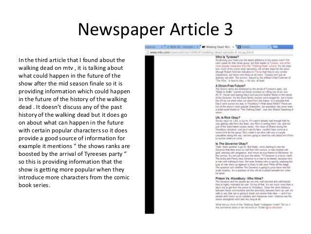 Summary of the 5 websites and news paper articles that i ...