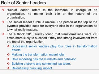  “Senior leader” refers to the individual in charge of an
organization, no matter their title or the nature of the
organi...