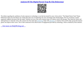 Summary Of The Digital Parent Trap | PPT