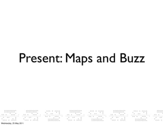 Present: Maps and Buzz



Wednesday, 25 May 2011
 