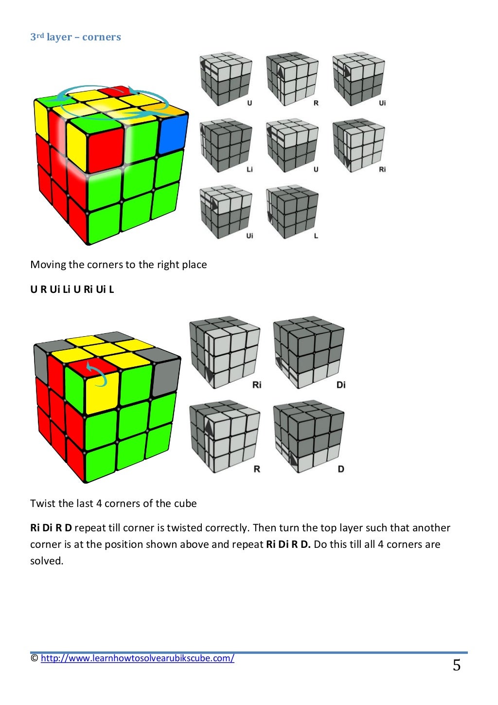 Кубик Рубика 3 слой схема