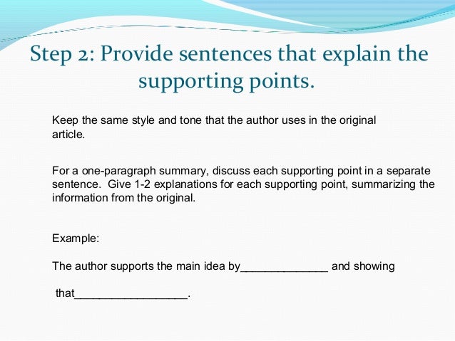 How to write a summary format picture