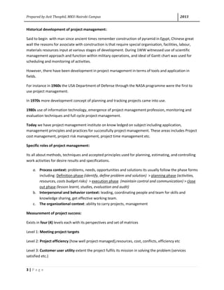 Project Planning and Management Summary 505 by Avit Theophil | PDF