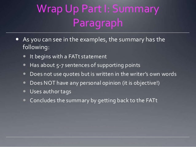 What does fatt stand for in english class picture