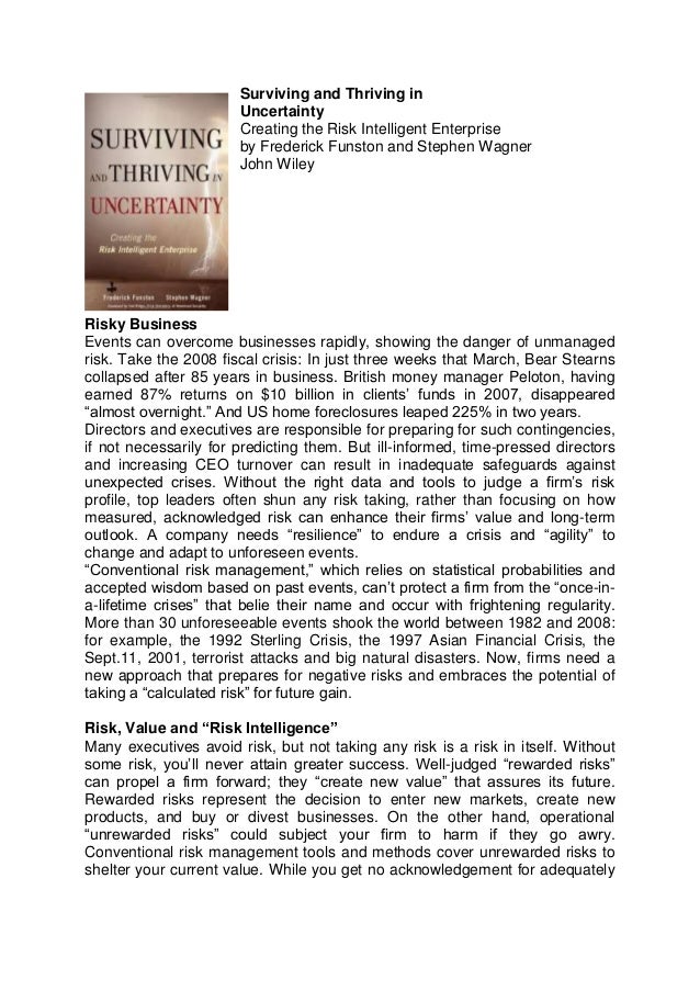 Summary Surviving And Thriving In Uncertainty Creating