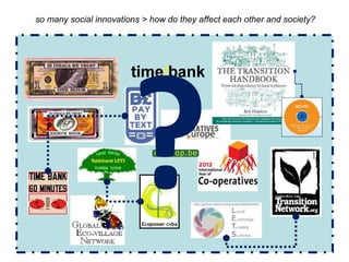 so many social innovations > how do they affect each other and society?
 