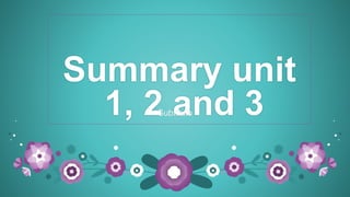 Summary unit
1, 2 and 3Subtítulo
 