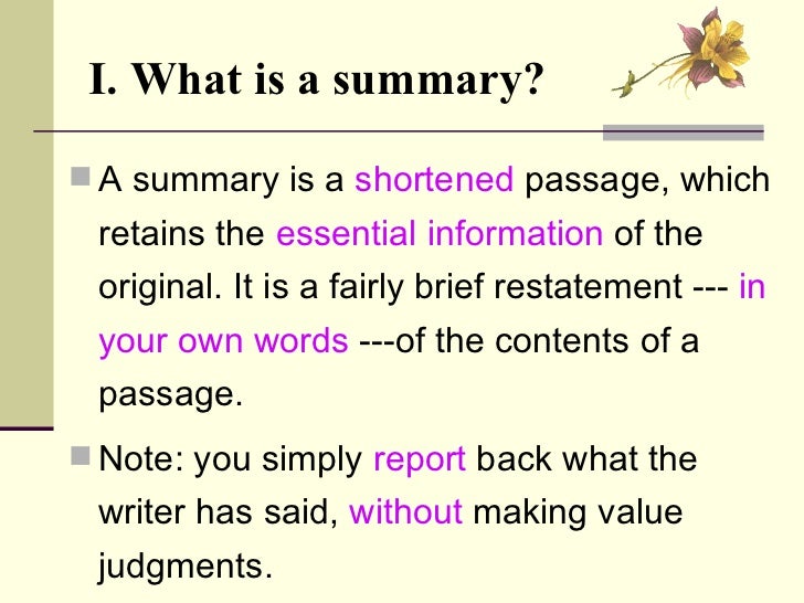 Summary writing