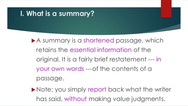 Tips on writing summary