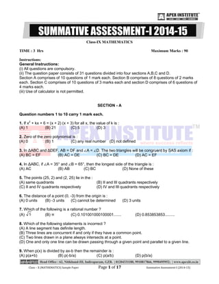 Summative Assessment I Guess Papers For Class Ix Summative Assessment I Guess Papers For Class Ix