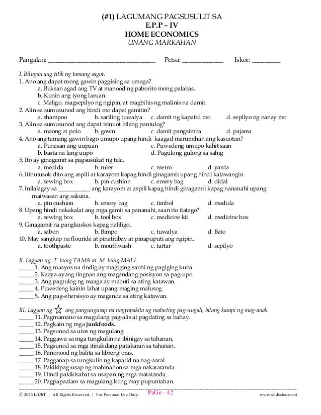 Summative test in epp 5 home economics mobile legends vrogue co