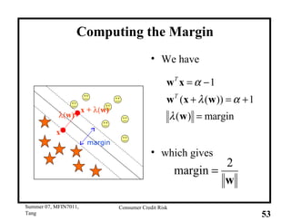 We have which gives Computing the Margin margin  w) x x +   w) 