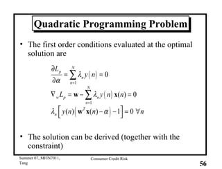 Quadratic Programming Problem The first order conditions evaluated at the optimal solution are  The solution can be derived (together with the constraint) 