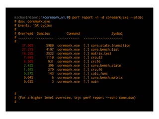 Example perf output
<how it helps us>
 