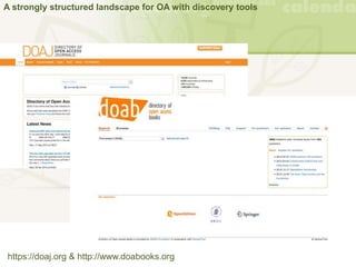 A strongly structured landscape for OA with discovery tools
https://doaj.org & http://www.doabooks.org
 