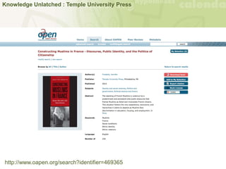 Knowledge Unlatched : Temple University Press
http://www.oapen.org/search?identifier=469365
 