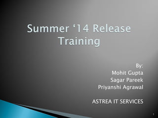 1 
By: 
Mohit Gupta 
Sagar Pareek 
Priyanshi Agrawal 
ASTREA IT SERVICES  