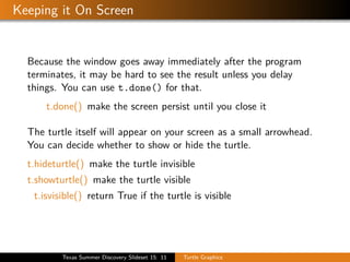 Comprehensive Introduction to Python Turtle Graphics Programming | PDF