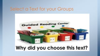 Select a Text for your Groups
Why did you choose this text?
 