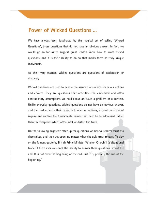 Six "Wicked Questions" Every Leader Must Ask