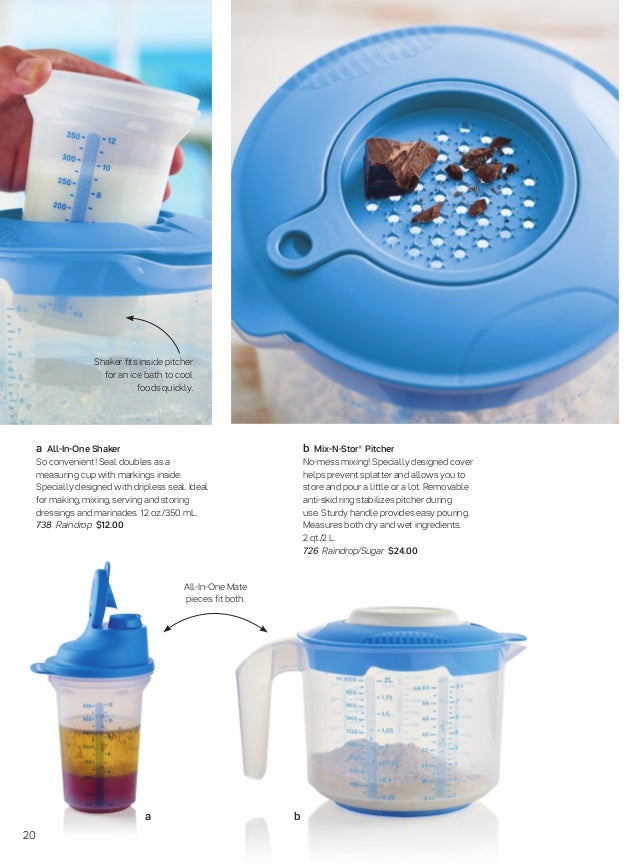 Tupperware Classic MixnStor Pitcher PourSpout 2Qt Sheer/Raindrop