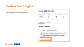 Includes recommended actions
Einstein Deal Insights
 