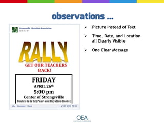  Picture Instead of Text
 Time, Date, and Location
all Clearly Visible
 One Clear Message
 