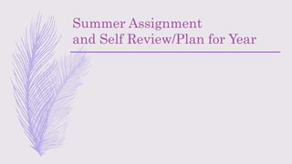 Summer Assignment
and Self Review/Plan for Year
 