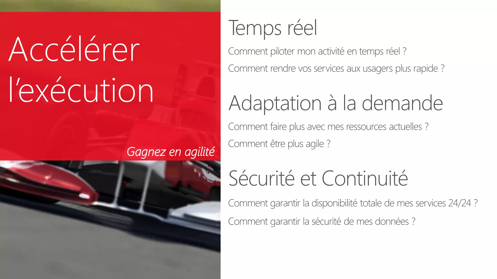 Accélérer l’exécution 
Gagnez en agilité  