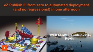 Visuel à insérer ici
WEB SUMMER CAMP 2016
Rovinj
eZ Publish 5: from zero to automated deployment
(and no regressions!) in one afternoon
 