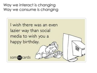 Way we interact is changing
Way we consume is changing
 