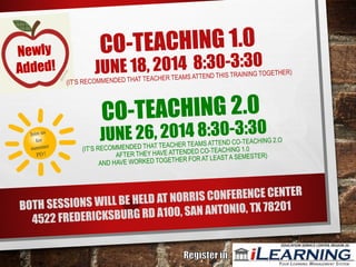 Summer Coteaching Sessions Added for June!