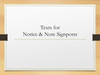 Texts for
Notice & Note Signposts
 