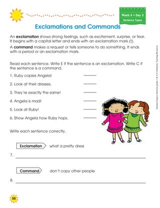 Commands and exclamations worksheets for 2nd grade