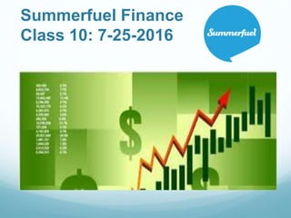 Summerfuel Finance
Class 10: 7-25-2016
 